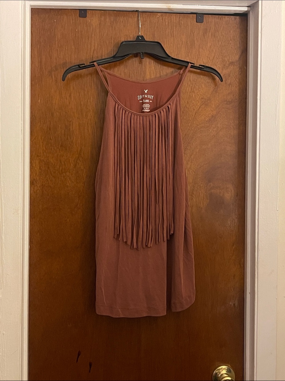 American Eagle Outfitters Rust Fringe Tank Top